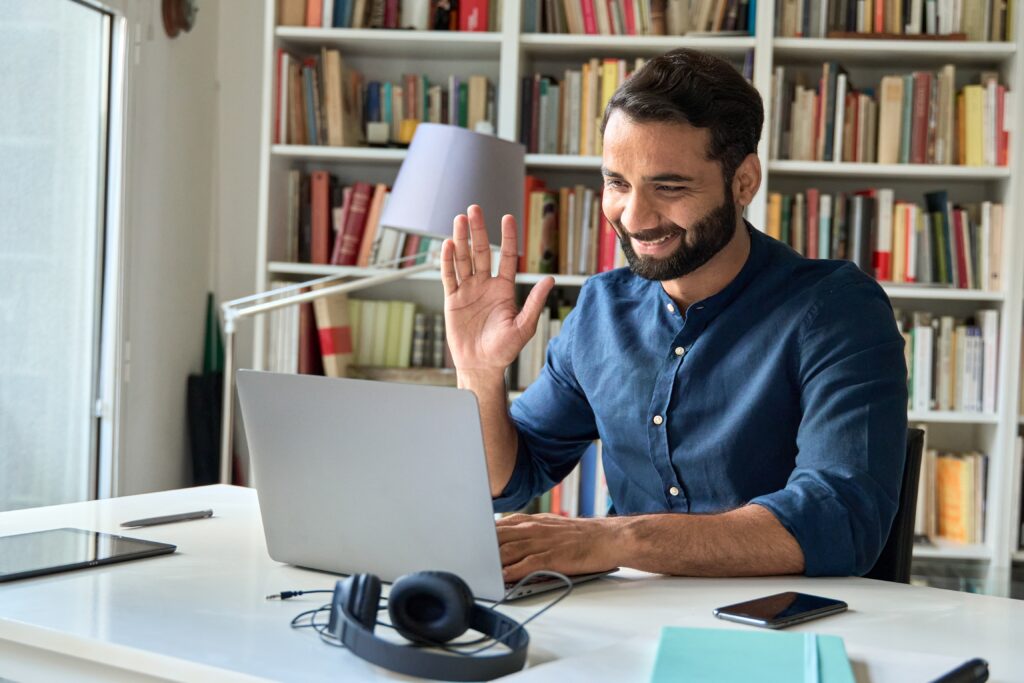 Happy man on laptop